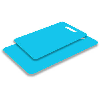 Excellent Houseware snijplank - set van 2 formaten - blauw - kunststof - Snijplanken