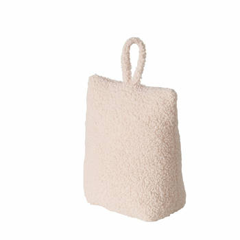 Boltze Deurstopper zak - 1 kg - beige - pluche/teddy stof - 20 x 10 cm - Deurstoppers