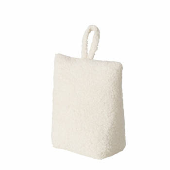 Boltze Deurstopper zak - 1 kg - creme wit - pluche/teddy stof - 20 x 10 cm - Deurstoppers