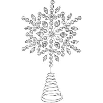 Christmas Decoration piek - ster vorm - zilver met steentjes - 23 cm - kerstboompieken