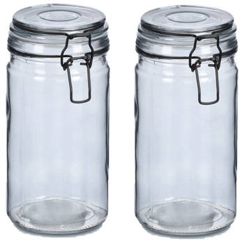 Zeller Voorraadpotten/bewaarpotten - 2x - 750 ml - glas - met beugelsluiting - D10 x H15 cm - Voorraadpot