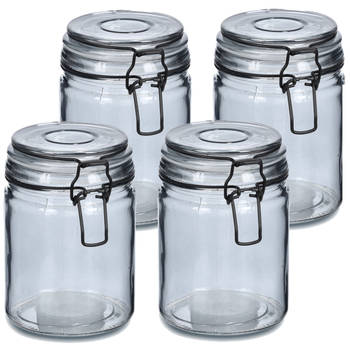 Zeller Voorraadpotten/bewaarpotten - 4x - 250 ml - glas - met beugelsluiting - D8 x H10 cm - Voorraadpot