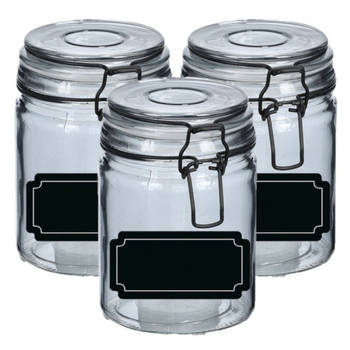 Weckpotten/inmaakpotten - 4x - 250 ml - glas - met beugelsluiting - incl. etiketten - Weckpotten