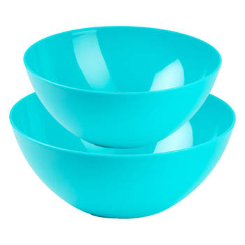 Plasticforte voedsel serveer schalen set - 4x stuks - blauw - kunststof - Dia 23 en 20 cm - Serveerschalen