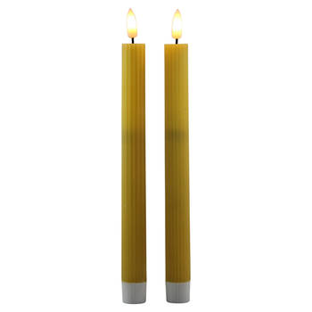 Magic Flame LED dinerkaarsen - 2x st - geel - 25,5 cm - LED kaarsen