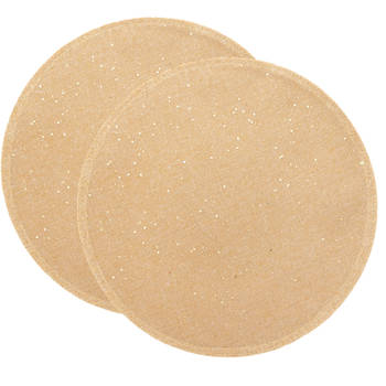 Feeric placemats - 4x - goud - rond - D38 cm - glitters - jute - Placemats