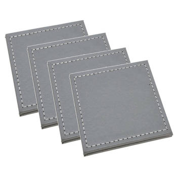 H&S Collection Onderzetters voor glazen - 8x - grijs - kunstleder - 10 x 10 cm - Glazenonderzetters