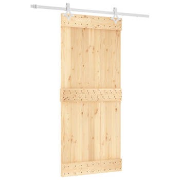 vidaXL Schuifdeur met beslag 90x210 cm massief grenenhout