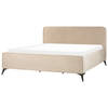 Beliani VALOGNES - Tweepersoonsbed-Beige-Fluweel