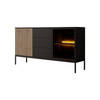 Meubella Dressoir Legend - Mat zwart - Eiken - 154 cm met lades