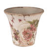 HAES DECO - Bloempot Ø 13x11 cm Beige Roze Keramiek Bloemen Bloempot Binnen