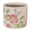 Clayre & Eef Bloempot Ø 11x9 cm Beige Roze Keramiek Bloemen Bloempot Binnen Beige Bloempot Binnen