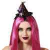 Halloween heksenhoed - mini hoedje op diadeem - one size - zwarte sterren - meisjes/dames - Verkleedhoofddeksels