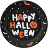 Folat Halloween thema feest bord - 6x - pompoen print - papier - D23 cm - Feestbordjes