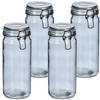 Zeller Voorraadpotten/bewaarpotten - 4x - 1L - glas - met beugelsluiting - D10 x H20 cm - Voorraadpot