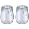 Zeller Voorraadpot/bewaarpot Alfie - 2x - 750 ml - glas - beugelsluiting - D11 x H14 cm - Voorraadpot
