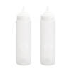 Plasticforte Doseerfles/sausfles - 2x - kunststof - transparant - met schenktuit - 500 ml - 23 cm - Maatbekers