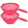 Plasticforte Keuken vergiet/zeef - 2x - kunststof - Dia 24 cm x Hoogte 11 cm - fuchsia roze - Vergieten