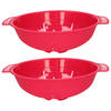 Plasticforte Keuken vergiet/zeef - 2x - kunststof - Dia 25 cm x Hoogte 8 cm - fuchsia roze - Vergieten