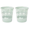 Plasticforte Afvalbak/vuilnisbak/kantoor prullenbak - 2x stuks - plastic - mintgroen - 28 cm - Prullenmanden