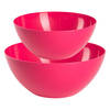 Plasticforte voedsel serveer schalen set - 2x stuks - fuchsia roze - kunststof - Dia 23 en 26 cm - Serveerschalen