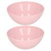 Plasticforte Serveerschaal/saladeschaal - 2x stuks - D20 x H8 cm - kunststof - roze - Serveerschalen