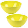 Plasticforte Serveerschaal/saladeschaal - 2x stuks - D20 x H8 cm - kunststof - groen - Serveerschalen