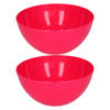 Plasticforte Serveerschaal/saladeschaal - 2x stuks - D23 x H10 cm - kunststof - fuchsia roze - Serveerschalen
