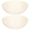 Plasticforte Serveerschaal/saladeschaal - 2x - D27 x H9 cm - kunststof - ivoor wit - Serveerschalen