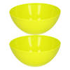 Plasticforte Serveerschaal/saladeschaal - 2x stuks - D26 x H12 cm - kunststof - groen - Serveerschalen