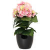 Hortensia kunstplant met bloemen lichtroze - in pot goud - 40 cm hoog - Kunstplanten