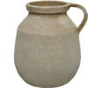 Vaas kruik/fles model - vintage - terracotta - creme wit - D22 x H25 cm - Vazen