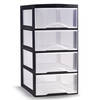 Plasticforte Ladeblokje/bureau organizer 4x lades - transparant/zwart - L18 x B25 x H33 cm - Ladeblok