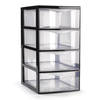 Plasticforte Ladeblokje/bureau organizer 4x lades - transparant/zwart - L18 x B25 x H33 cm - Ladeblok