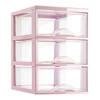 Plasticforte Ladeblokje/bureau organizer 3x lades - transparant/roze - L18 x B25 x H25 cm - Ladeblok