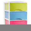 Plasticforte Ladeblokje/bureau organizer 3x lades - multi kleuren - L18 x B25 x H25 cm - Ladeblok