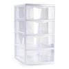 Plasticforte Ladeblokje/bureau organizer 4x lades - transparant/wit - L18 x B25 x H33 cm - Ladeblok