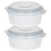Plastic Forte Magnetronschaal - 2x - 500 ml - wit/transparant - kunststof - BPA vrij - Magnetronbakken