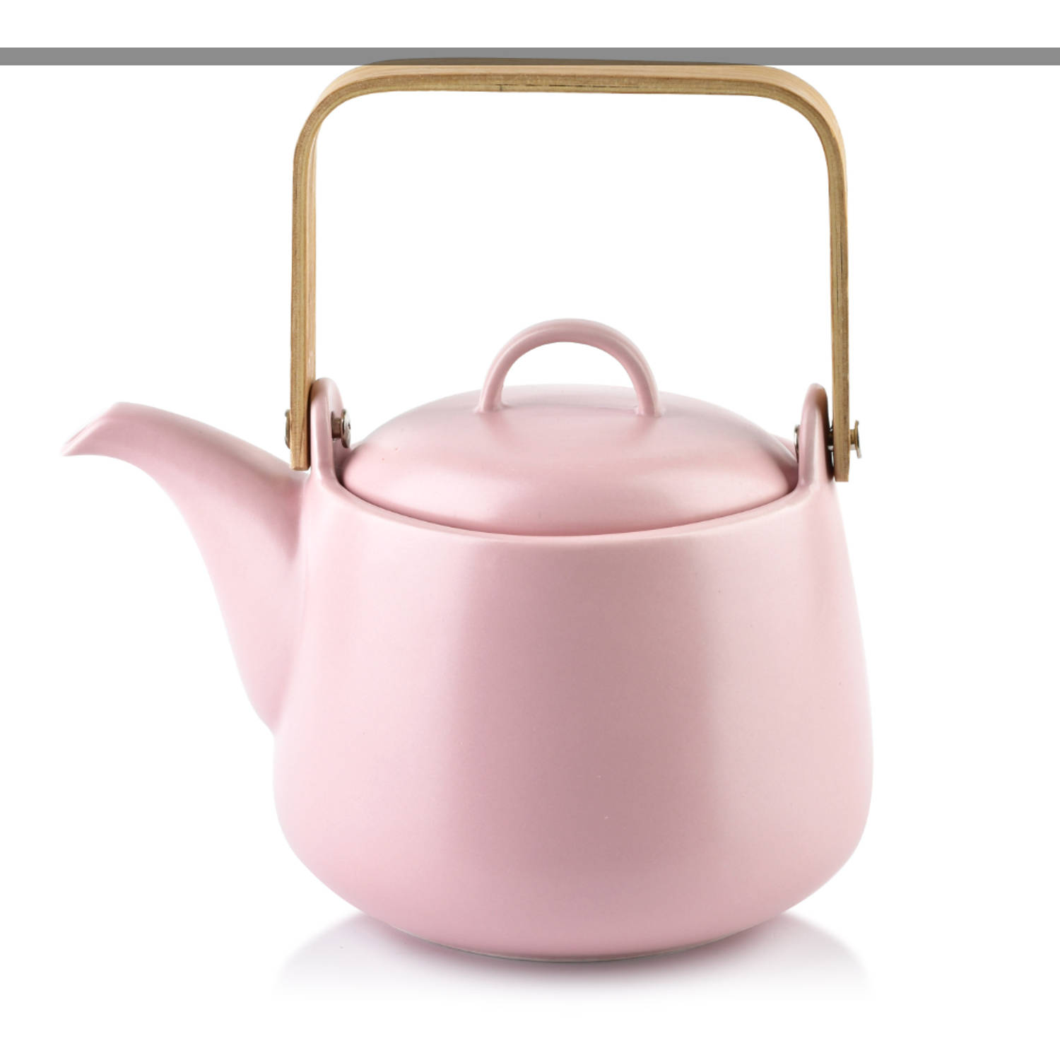 Affekdesign Happy poeder roze porseleinen thee set inclusief 2 kop en schotel / melk en suiker set en theepot 5-delig