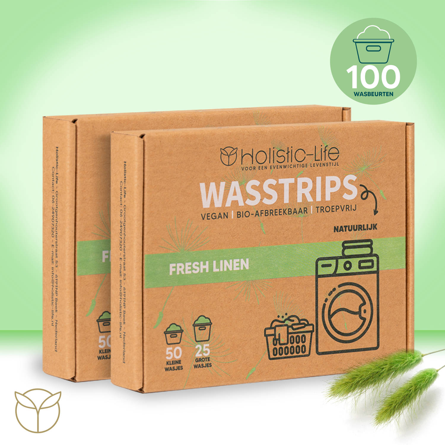 Natuurlijke Wasmiddeldoekjes - Fresh Linen Wasstrips 100 Wasbeurten Incl. Wasverzachter - Wasmiddel Wasdoekjes - Vegan -