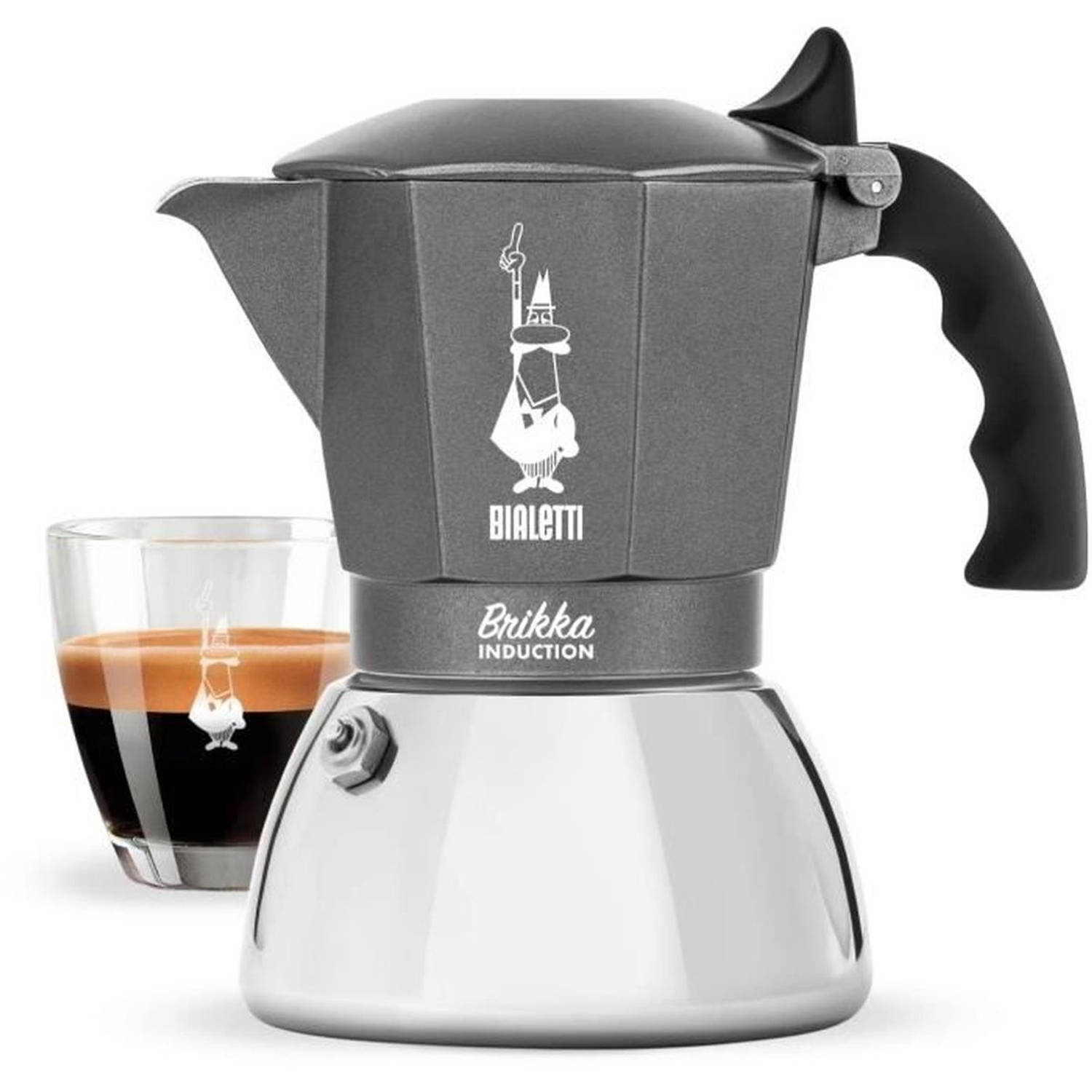 Bialetti Brikka Induction 4 Cup Espressomachine Zwart, Zilver