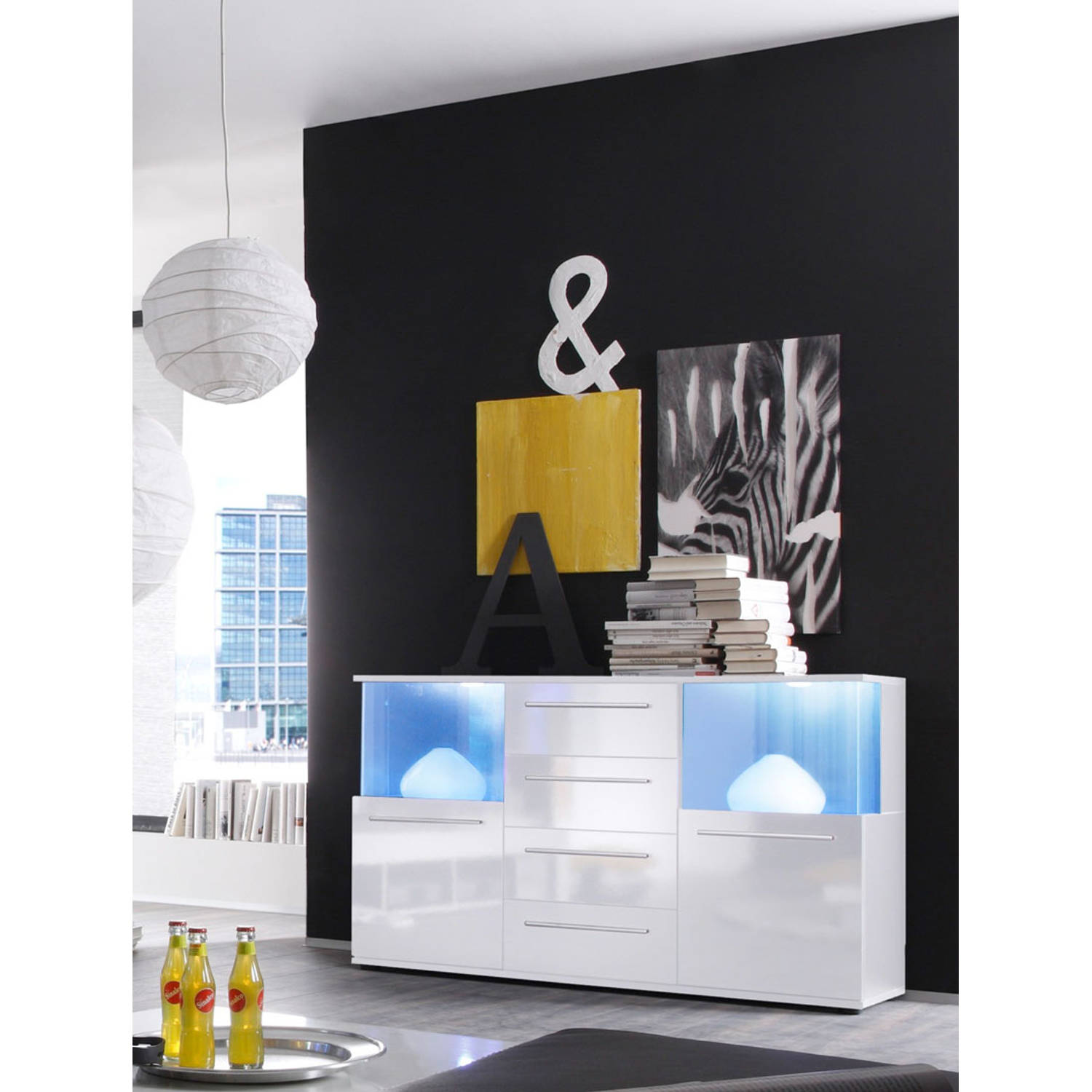 trendteam smart living woonkamer dressoir dressoir Punch, 141,5 x 82 x 40 cm in wit corpus, voorzijde hoogglans wit met veel opberg- en legruimte