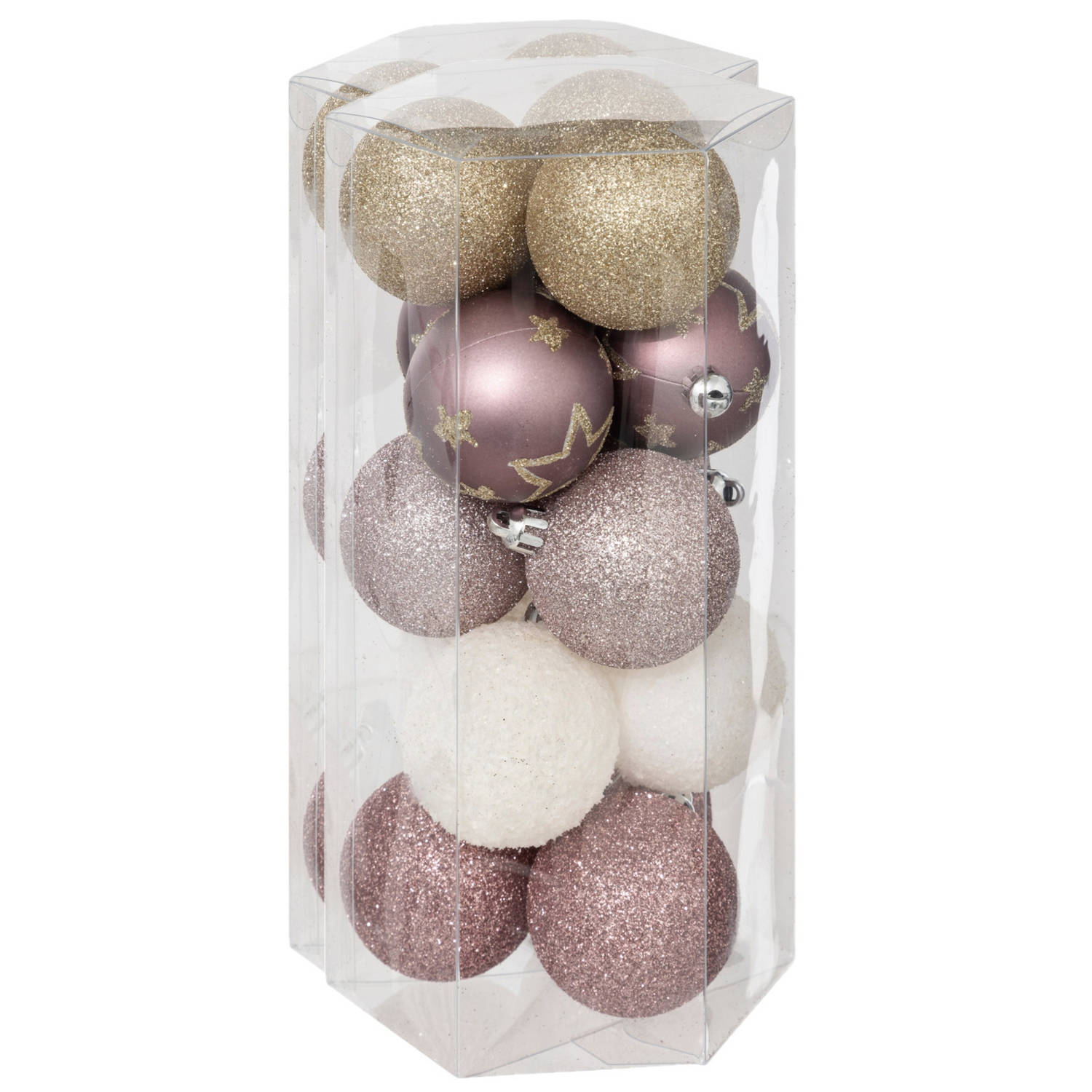 Atmosphera kerstballen 30x D5 cm mix roze-champagne plastic Kerstbal