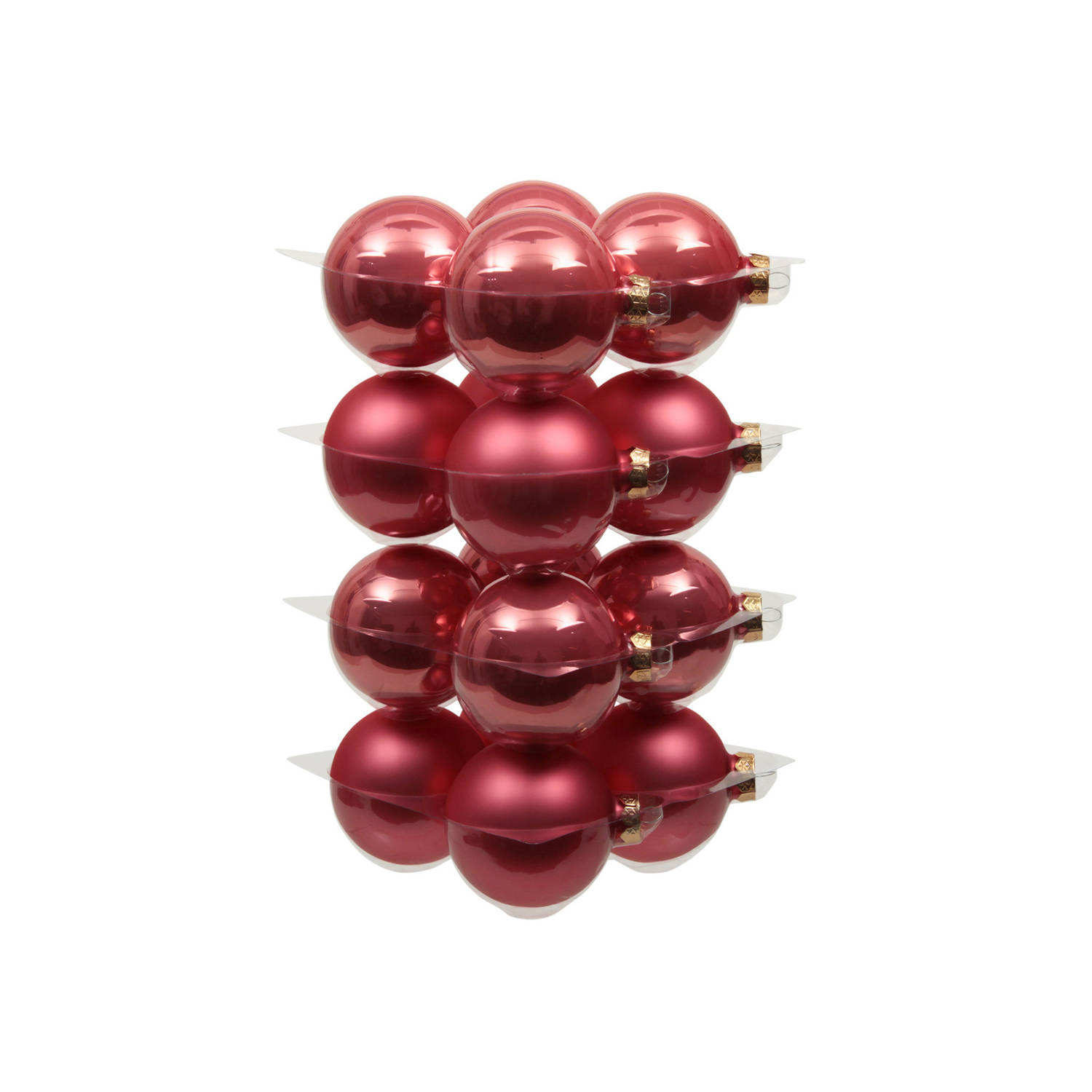 16x stuks glazen kerstballen bubblegum roze 8 cm mat/glans - Kerstbal