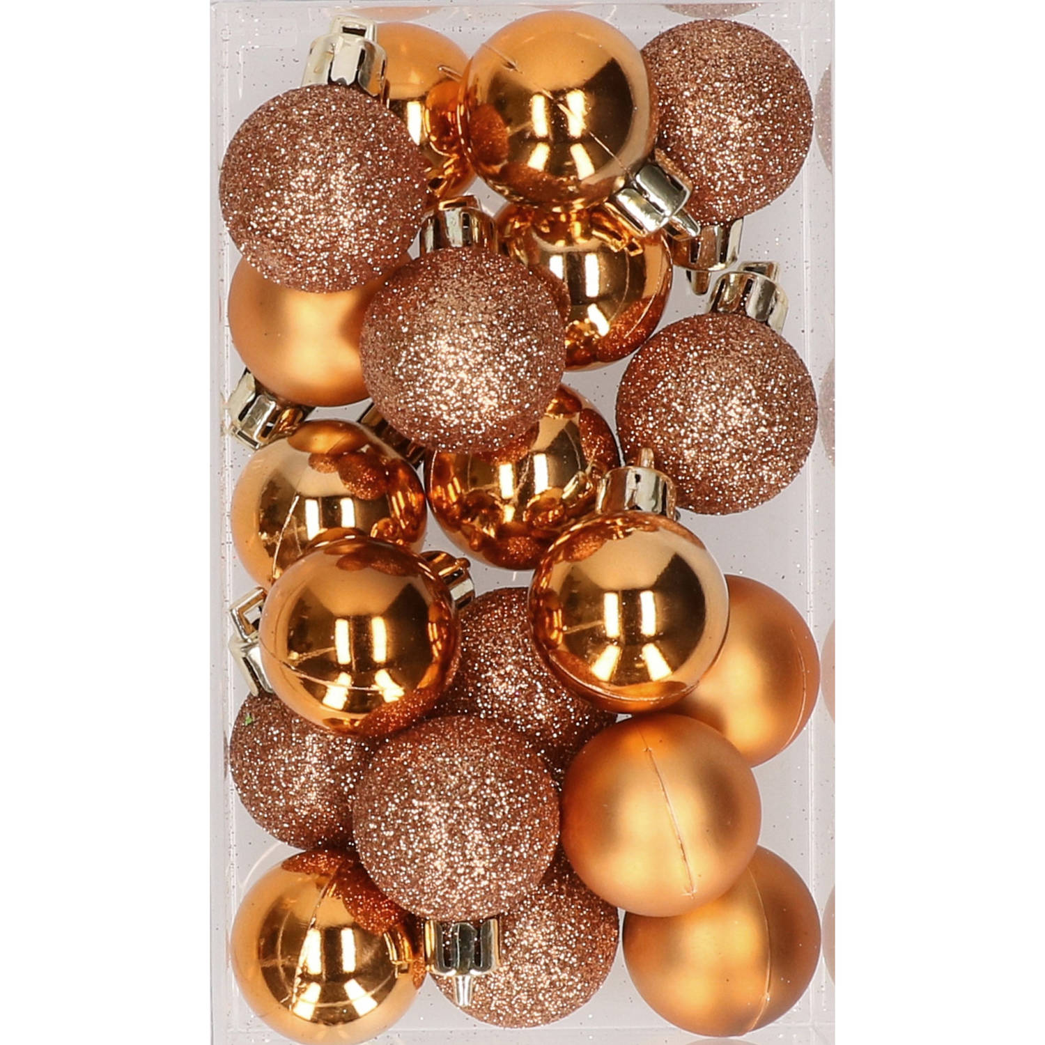 20x stuks kunststof kerstballen koper 3 cm mat-glans-glitter Kerstbal