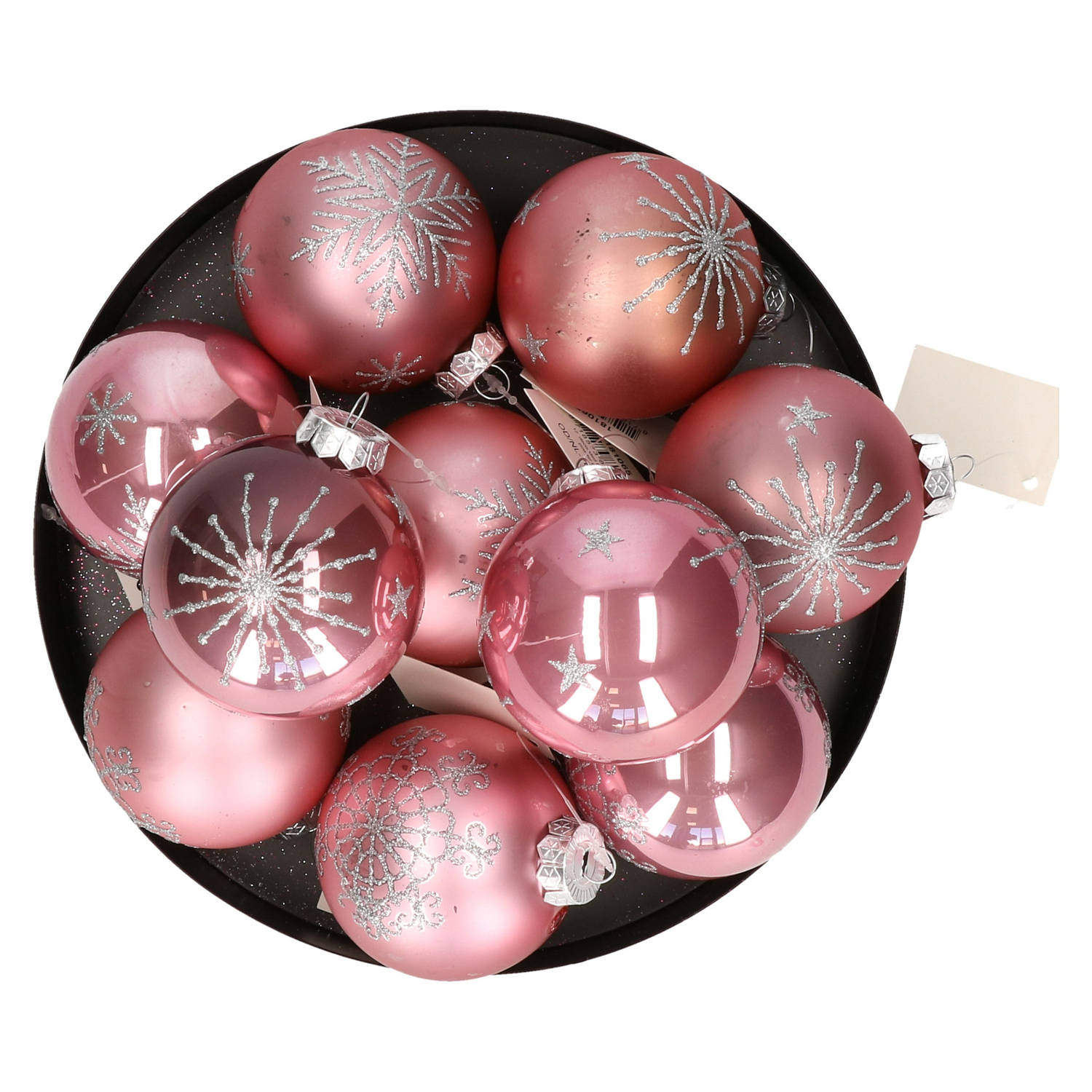 Othmar Decorations Kerstballen 12x- poederroze 7.5 cm Kerstbal