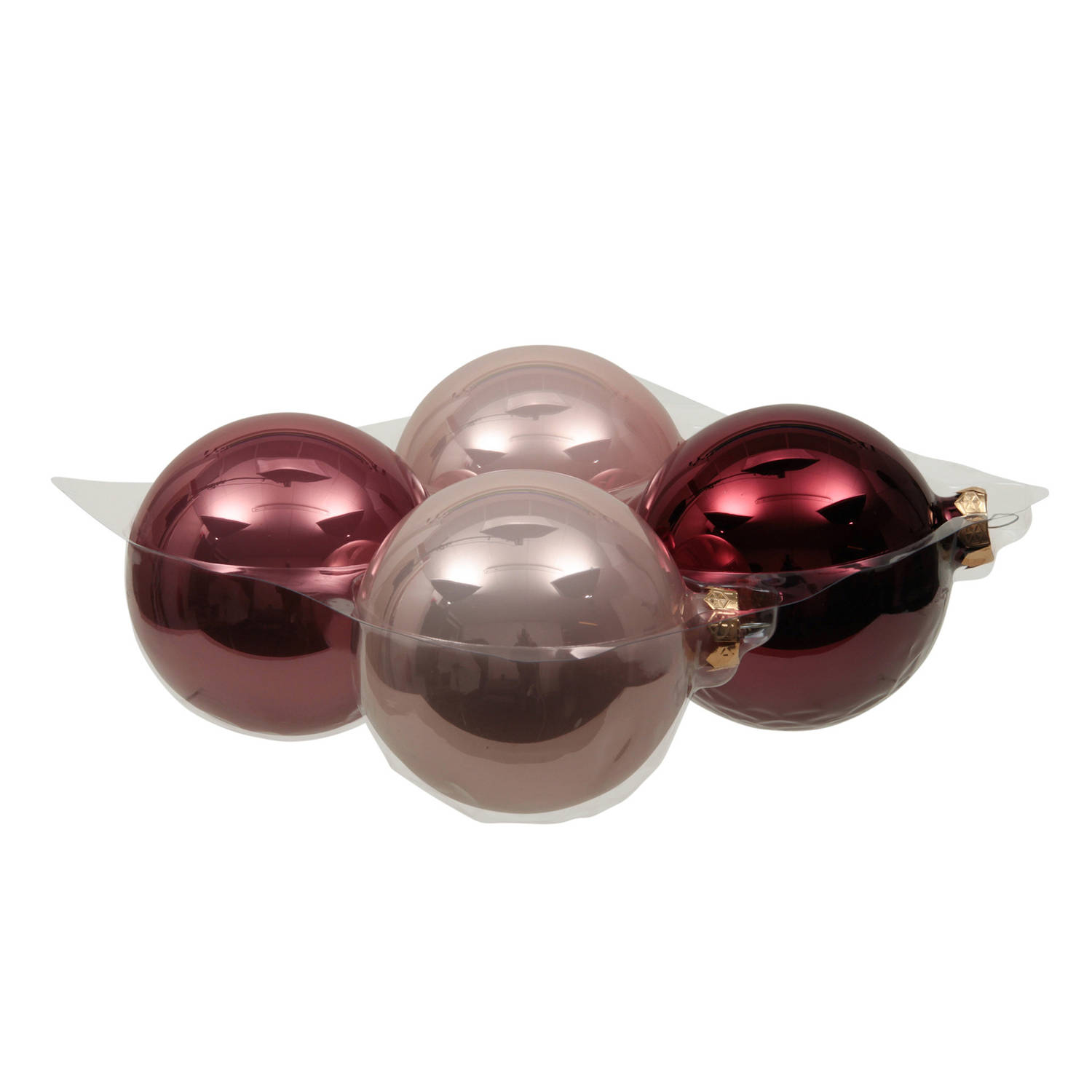 Othmar grote kerstballen - 4x st - roze tinten - 10 cm - glas - Kerstbal