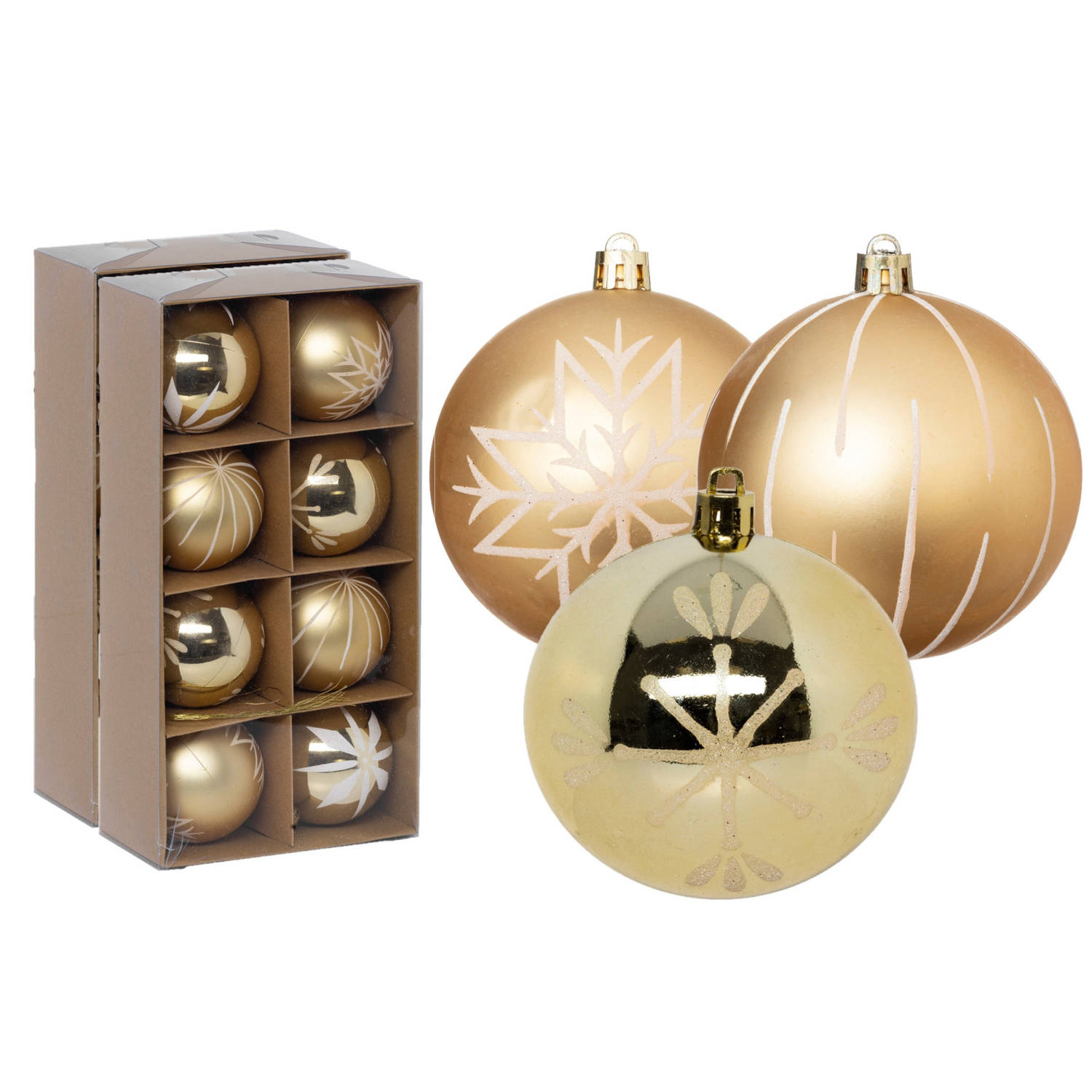 Feeric lights and christmas kerstballen 16x 8 cm kunststof -goud Kerstbal