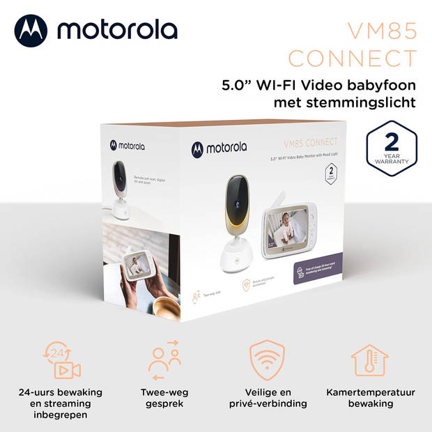 Motorola Nursery Babyfoon met Camera - Baby Monitor VM85 Connect - Baby Camera met Kleuren Display