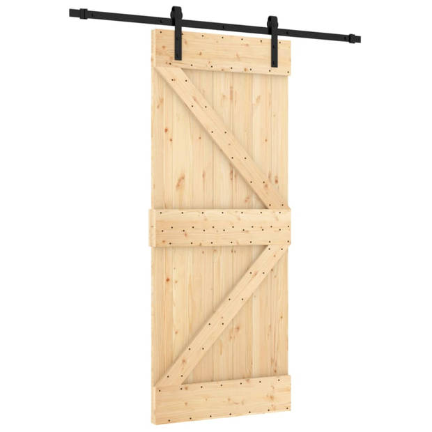 vidaXL Schuifdeur met beslag 85x210 cm massief grenenhout